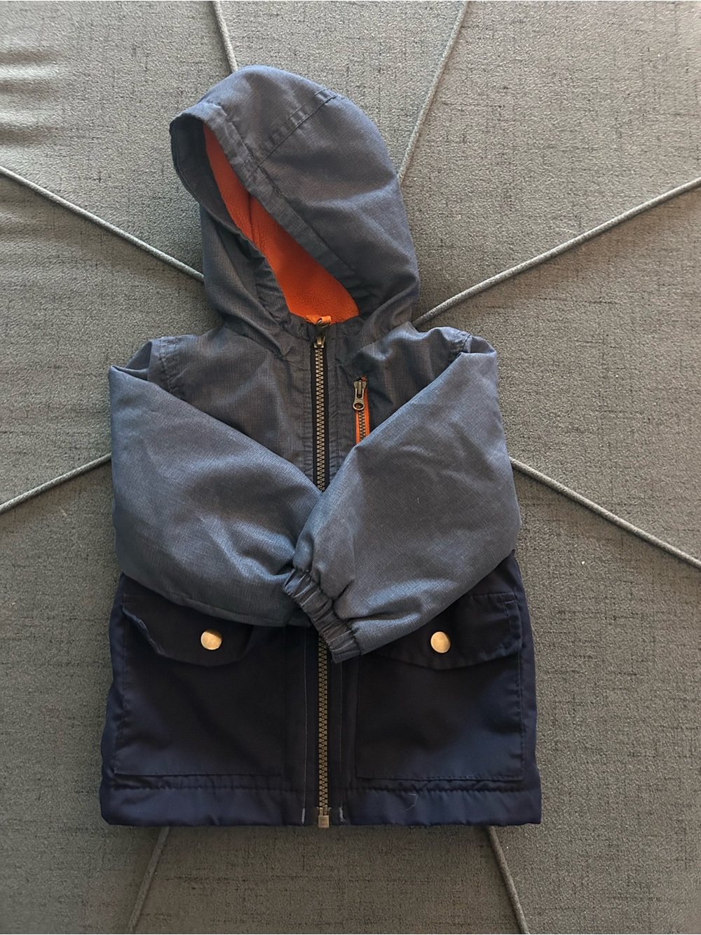 Carter's Navy and Orange Hooded Fleece-Lined Jacket